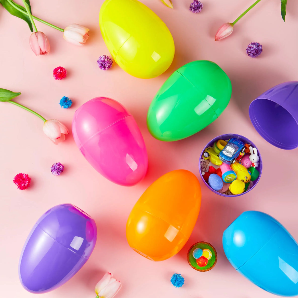 24 Large Plastic Easter Eggs (6 Inches) - Colorful Jumbo Fillable Eggs