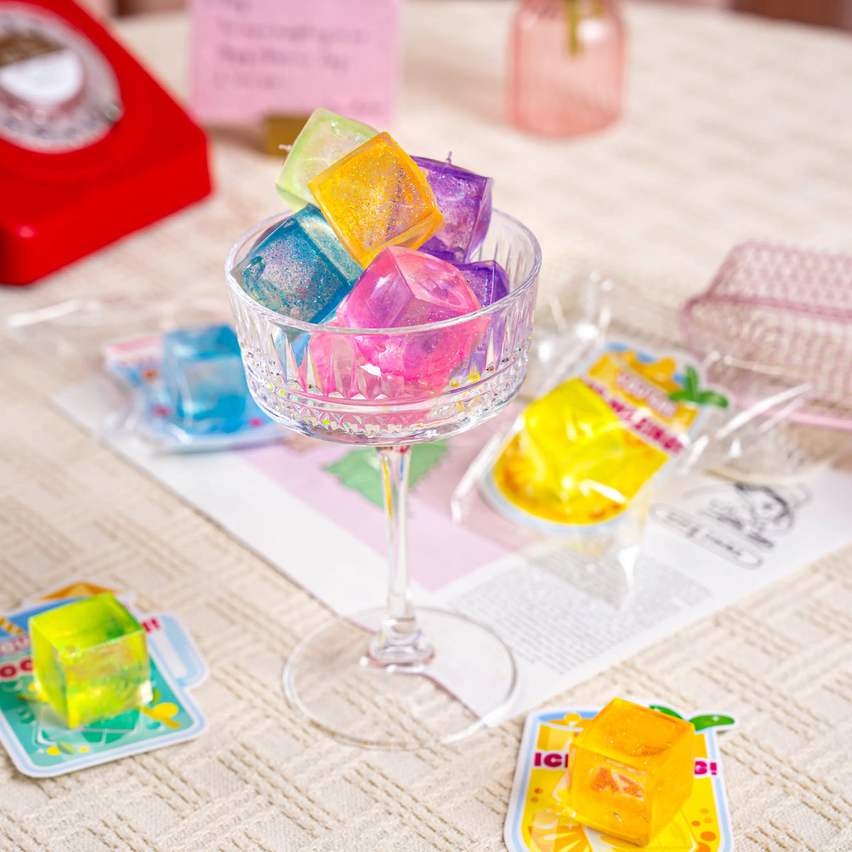 28 Valentine's Day Cards with Ice Cube Shaped Malt Sugar Squeeze Balls