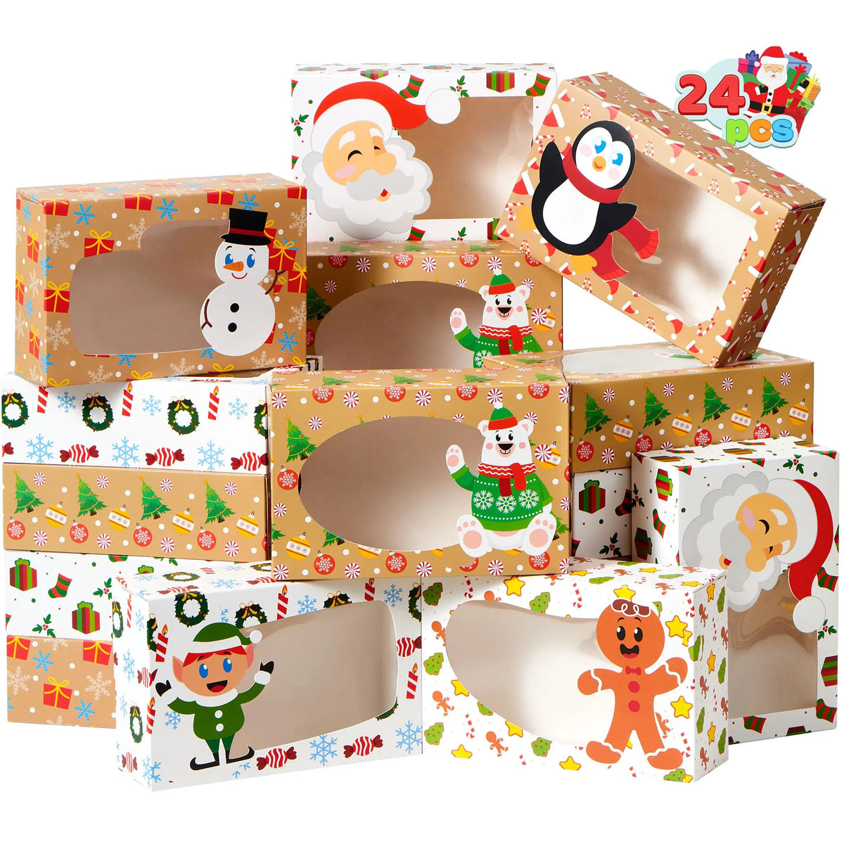 24 Pack Christmas Cookie Boxes with Window