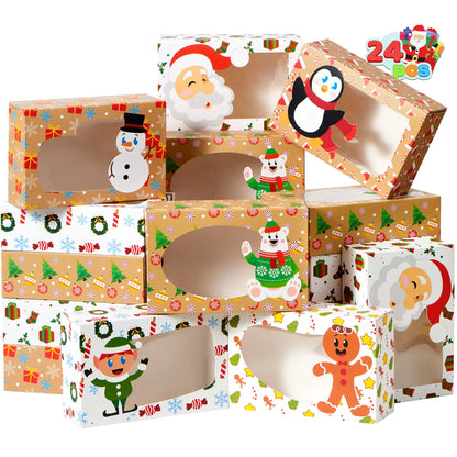 24 Pack Christmas Cookie Boxes with Window