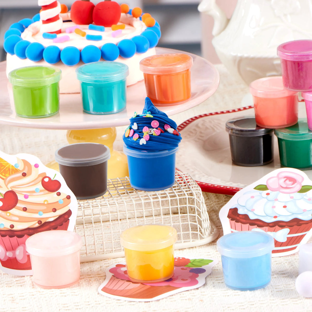 30-Piece Valentine's Day Multicolored Butter Slime Set with Rubber Slices & Dessert Cards