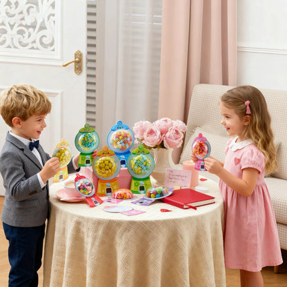 60 Valentine's Day Candy Dispenser Cards with Craft Treat Holders