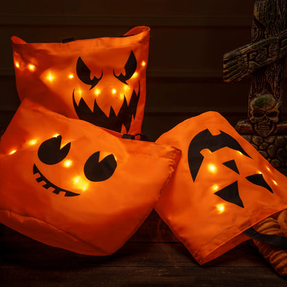 Set of 3 Halloween Candy Pumpkin Buckets