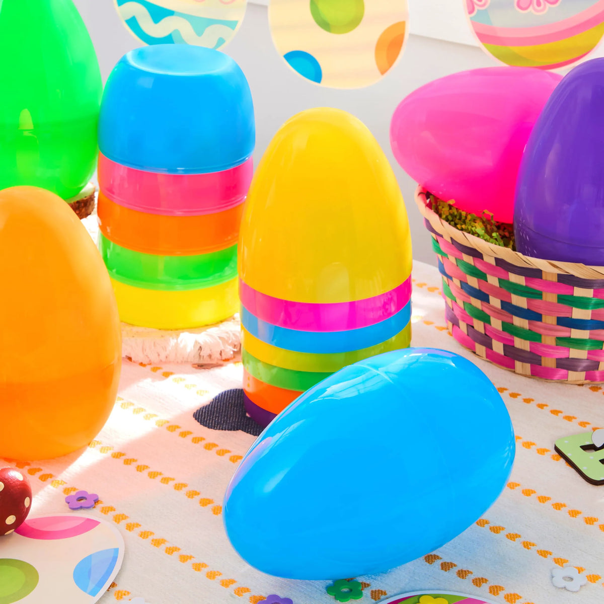 12-Pack 8-Inch Jumbo Plastic Easter Egg Shells, Fillable for Easter Egg Hunt