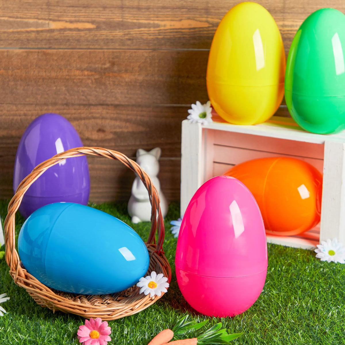 12 Large Plastic Easter Eggs, 6-Inch Colorful Jumbo Fillable Eggs