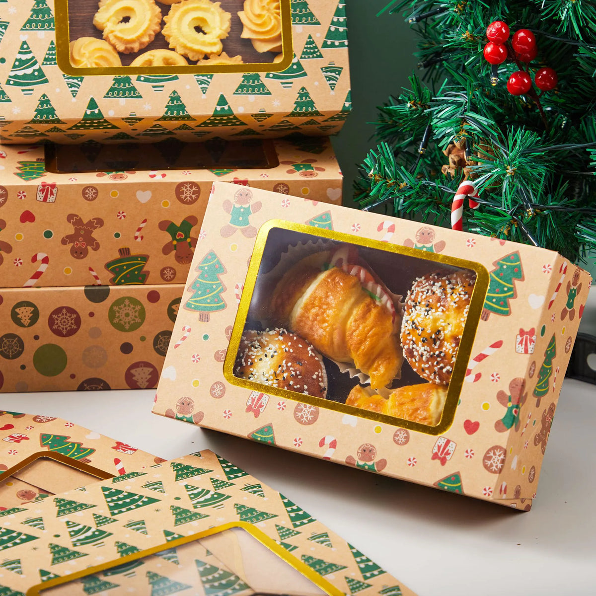12 Foiled Christmas Cookie Boxes for Gift Giving