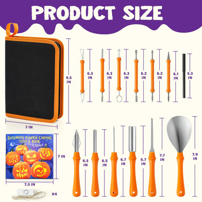12-Piece Halloween Pumpkin Carving Kit, Professional Carving Set with Carrying Bag