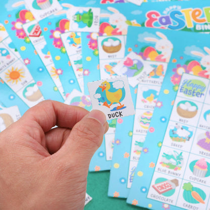 Easter Bingo Cards for Kids - 28 Players, 5x5 Grid, Blue
