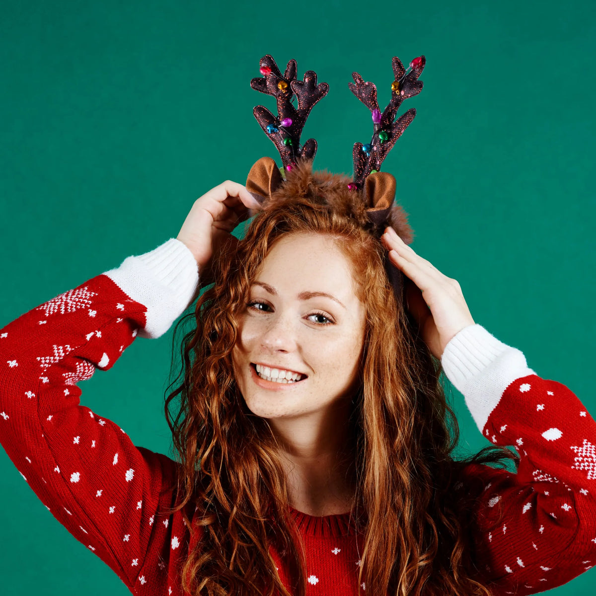 Holiday Light-Up Reindeer Headband for Adults and Kids