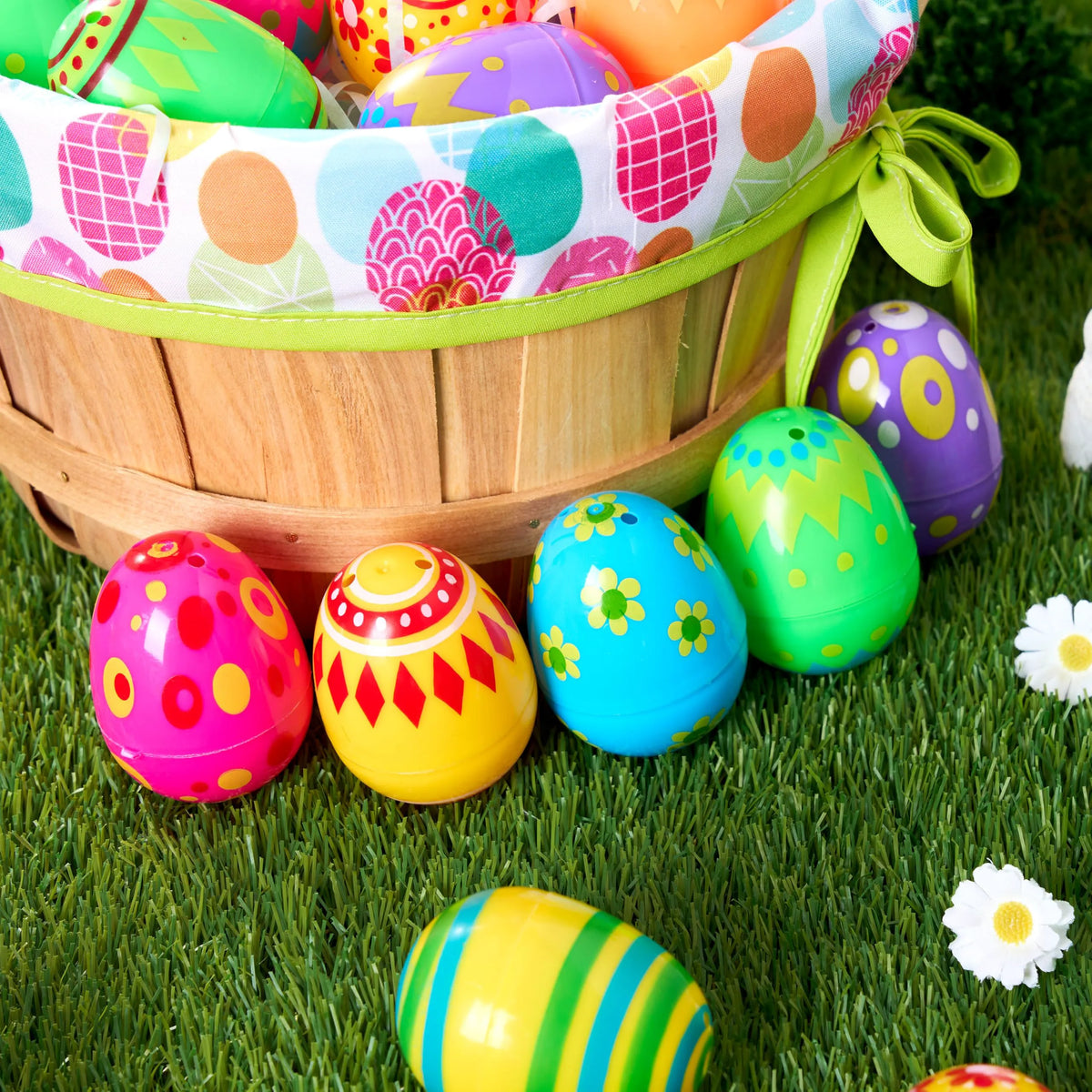 50 Bright Printed Plastic Easter Eggs for Easter Egg Hunt