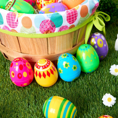 50 Bright Printed Plastic Easter Eggs for Easter Egg Hunt