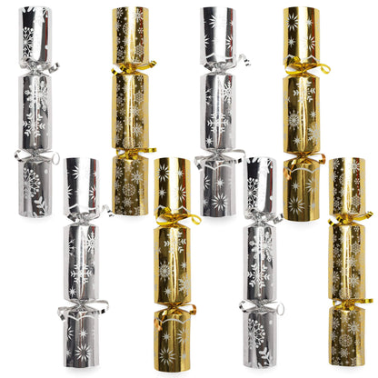 Gold & Silver Snowflake Christmas Party Favors (10in, 8 Pack)