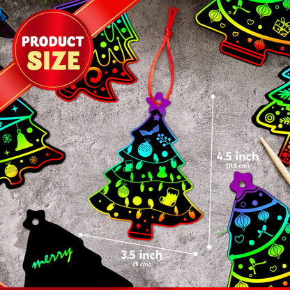 72-Piece Christmas Scratch Art Ornaments Set