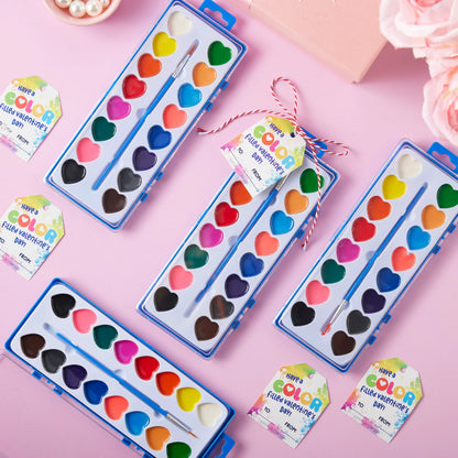 24 Heart-Shaped Watercolor Paints for Valentine's Day