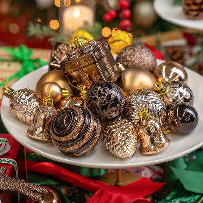 66-Piece Brown Christmas Ball Ornament Set