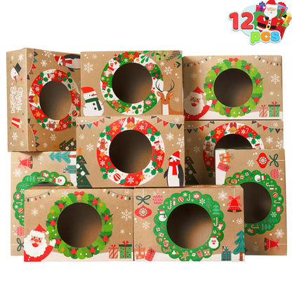 12-Pack Christmas Cookie Boxes for Gift Giving