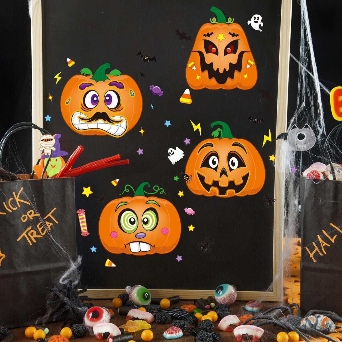 72 Halloween Pumpkin Stickers for Kids Party Favors