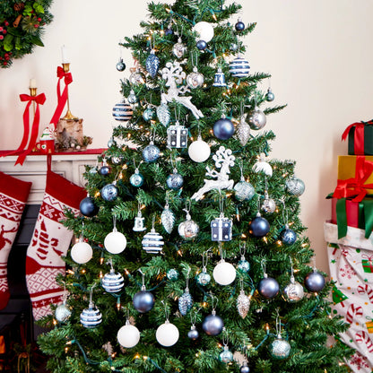 66-Piece Christmas Ball Ornament Set in Light Blue