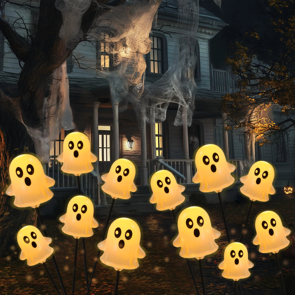 2-Pack 12-LED Solar-Powered Ghost Lights