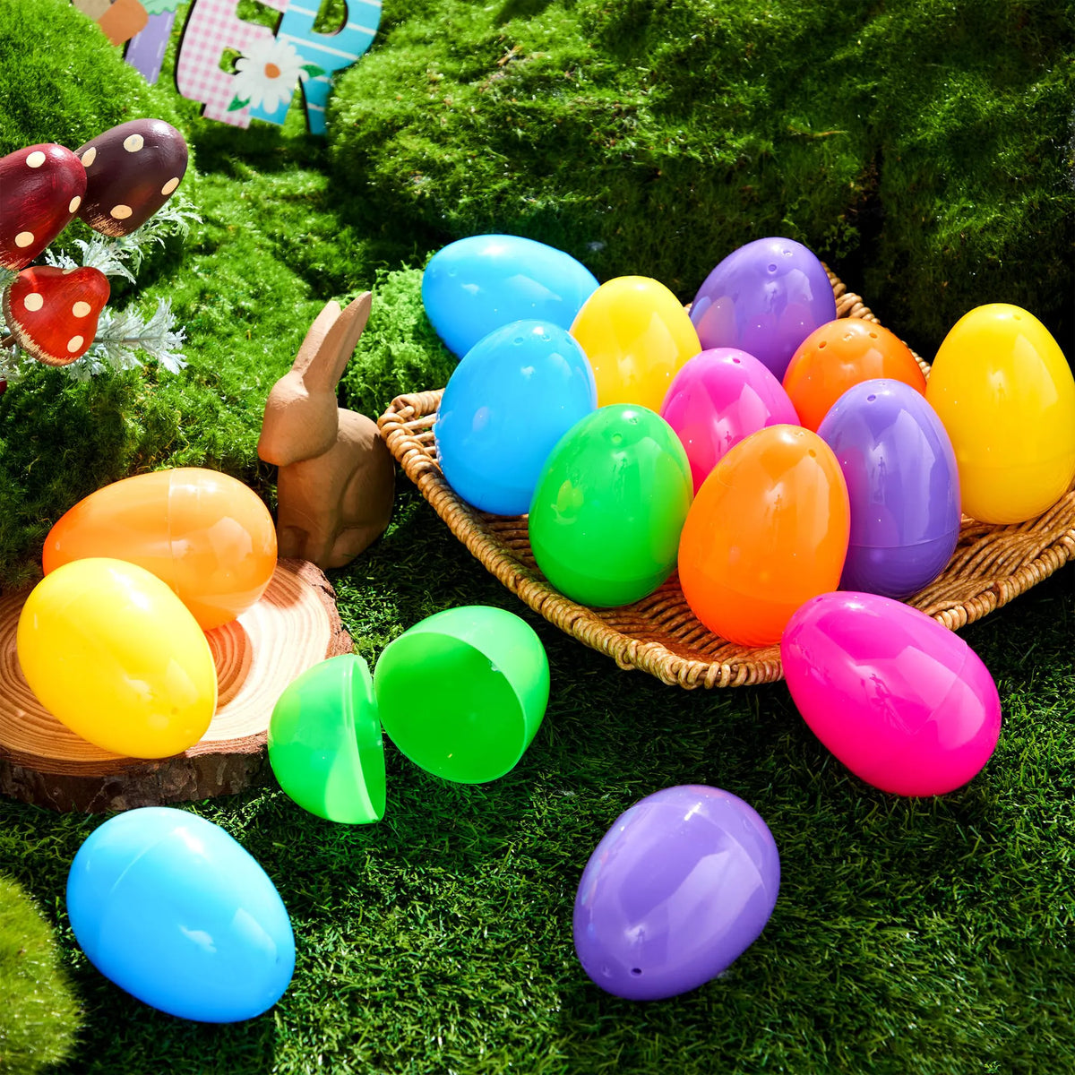36 PCS 3.15" Easter Eggs with Hanging Ribbon for Easter Hunt