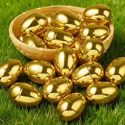 100 Gold Easter Eggs 2.3" Metallic Plastic Empty Fillable Eggs for Easter Hunt