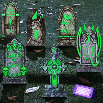 Glow-in-the-Dark Halloween Graveyard Tombstones for Outdoor Decor