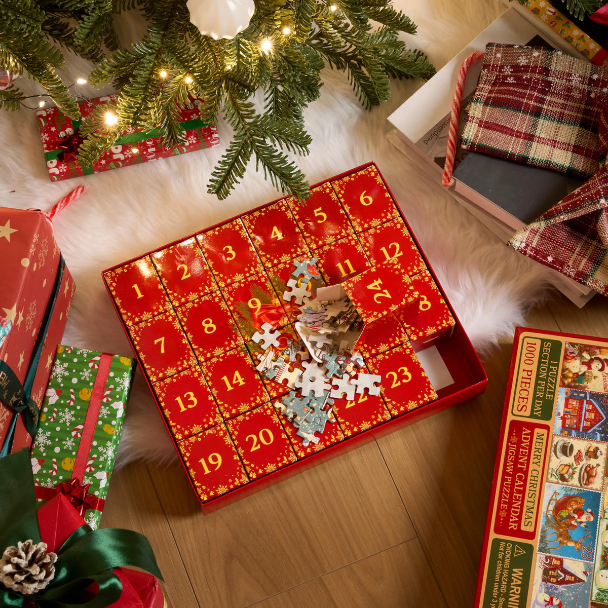 1000-Piece 24-Day Christmas Advent Calendar Puzzle Set