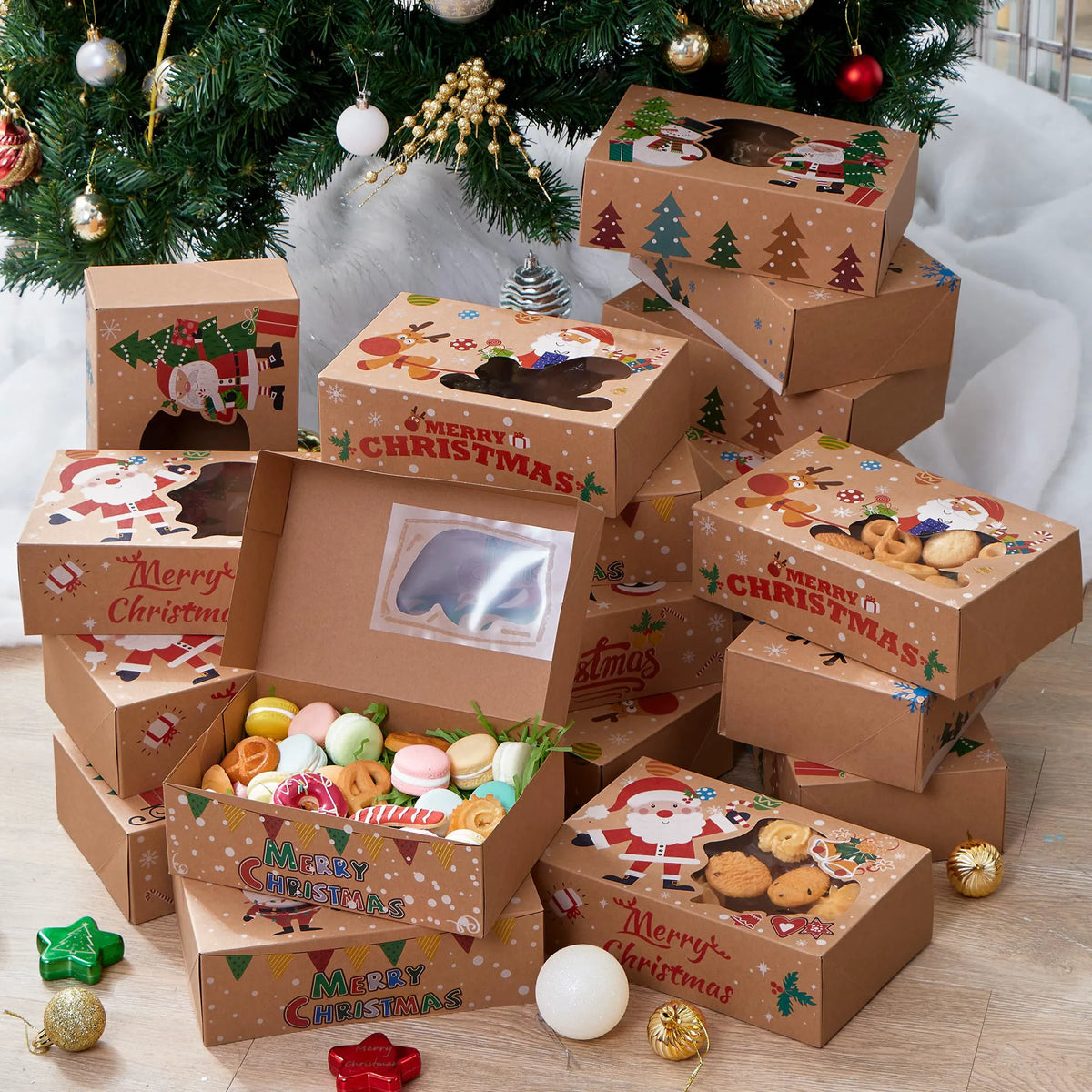 24-Pack Christmas Cookie Boxes for Gift Giving