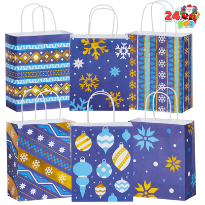 24 Pack Christmas Kraft Gift Bags