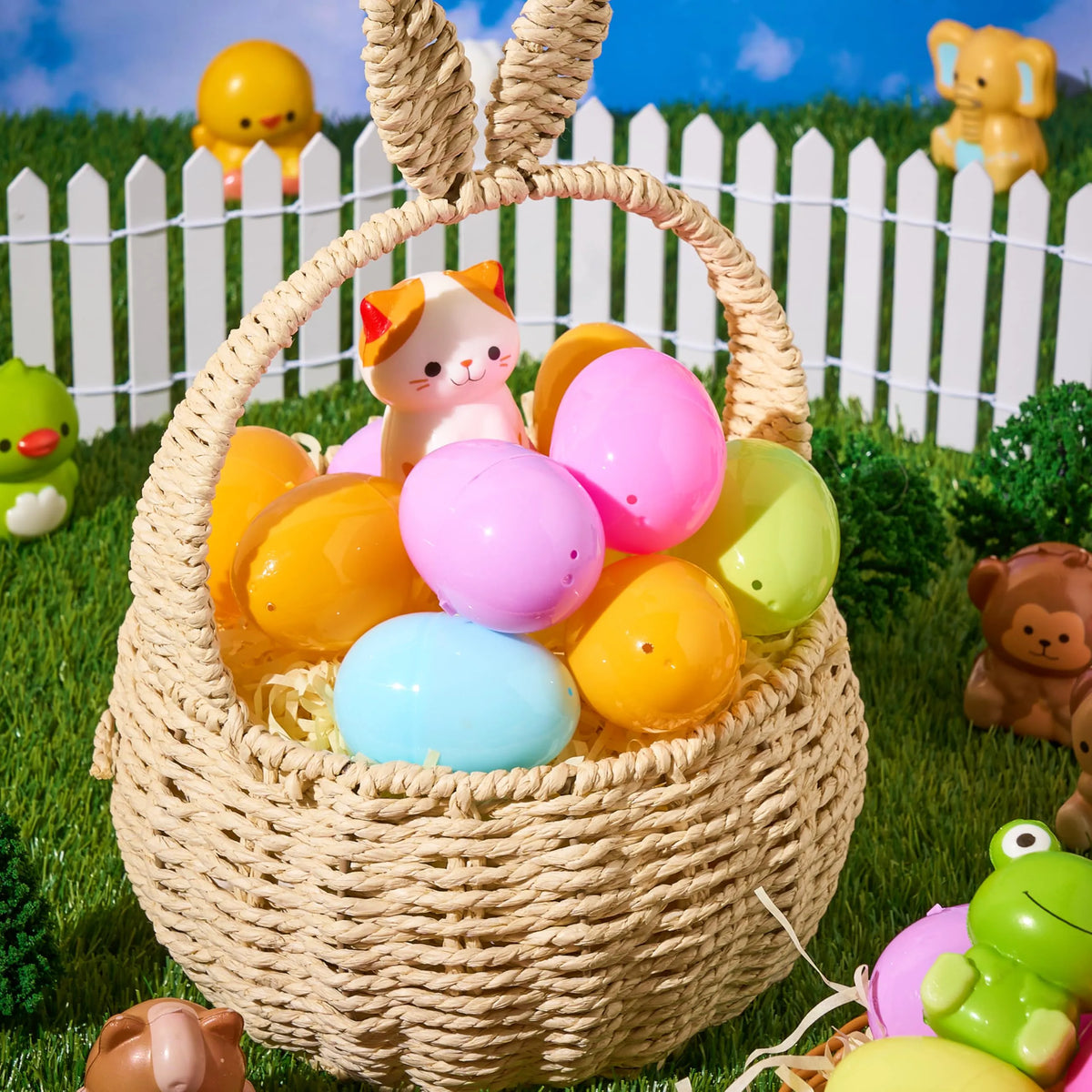 24 Pack Easter Prefilled Eggs with Animal Squishy Toys