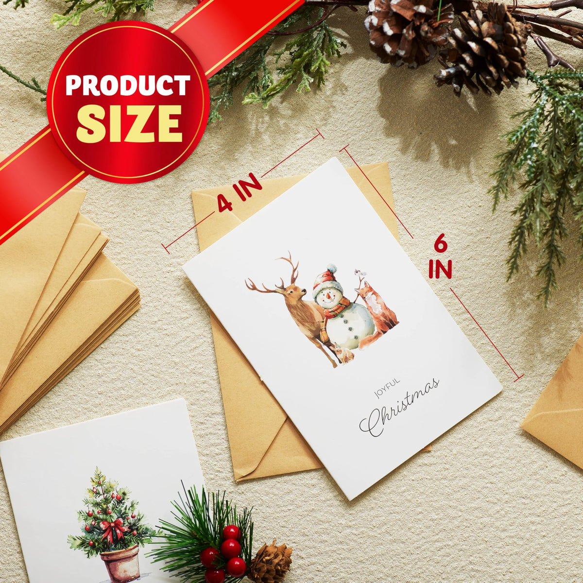 24 White Christmas Cards with Envelopes and Stickers