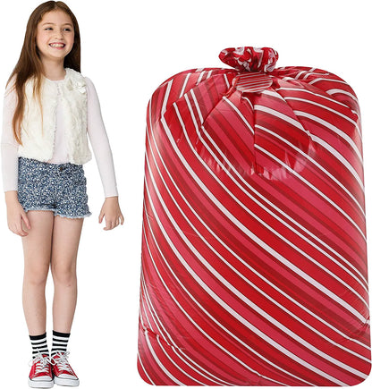 Large Red Holiday Plastic Gift Bags (3-Pack)