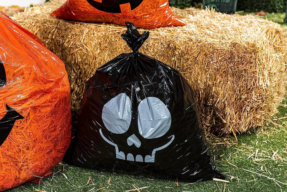 Halloween Plastic Lawn Leaf Bags, 6 Pack