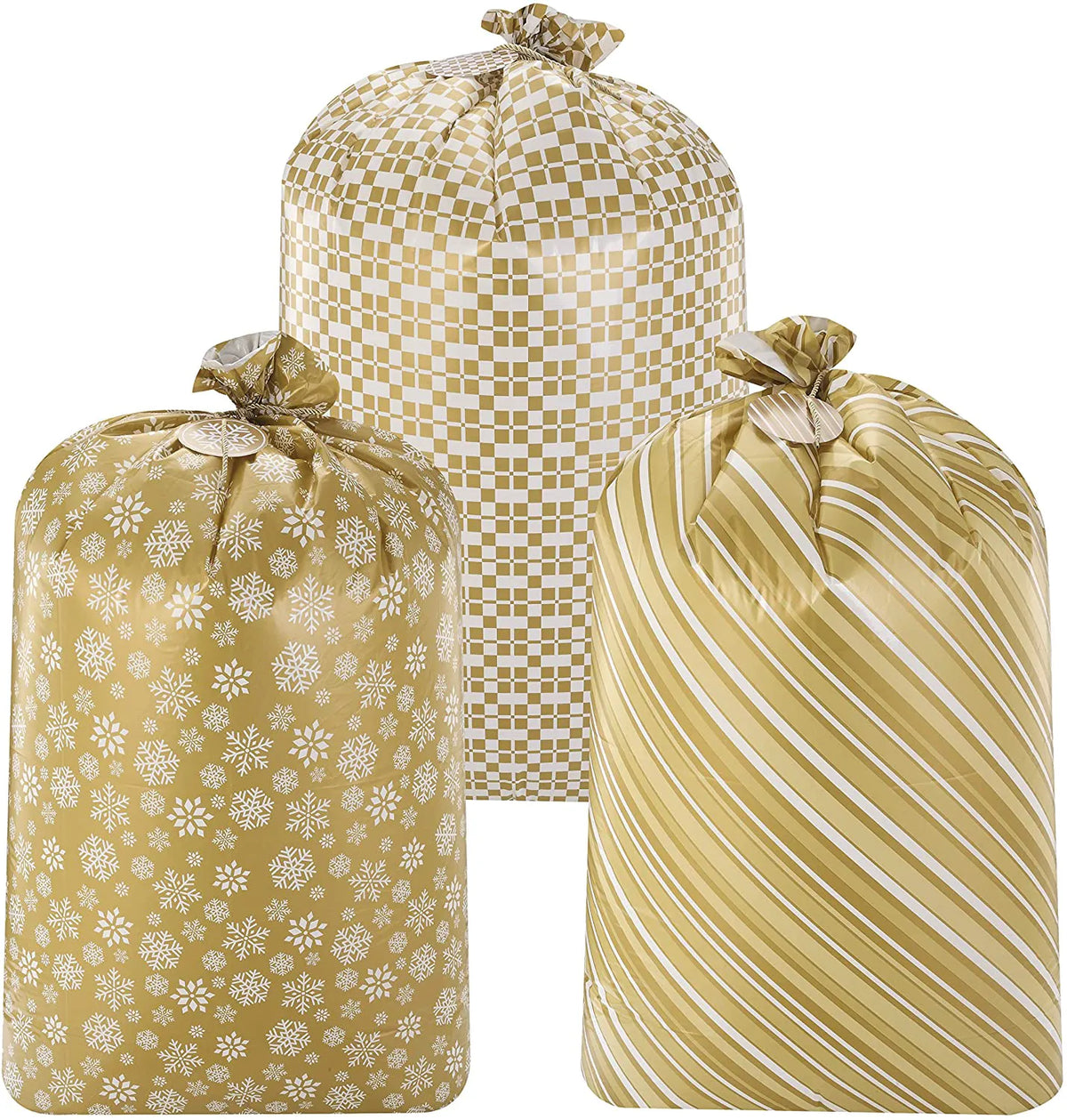 Holiday Gold Plastic Gift Bags