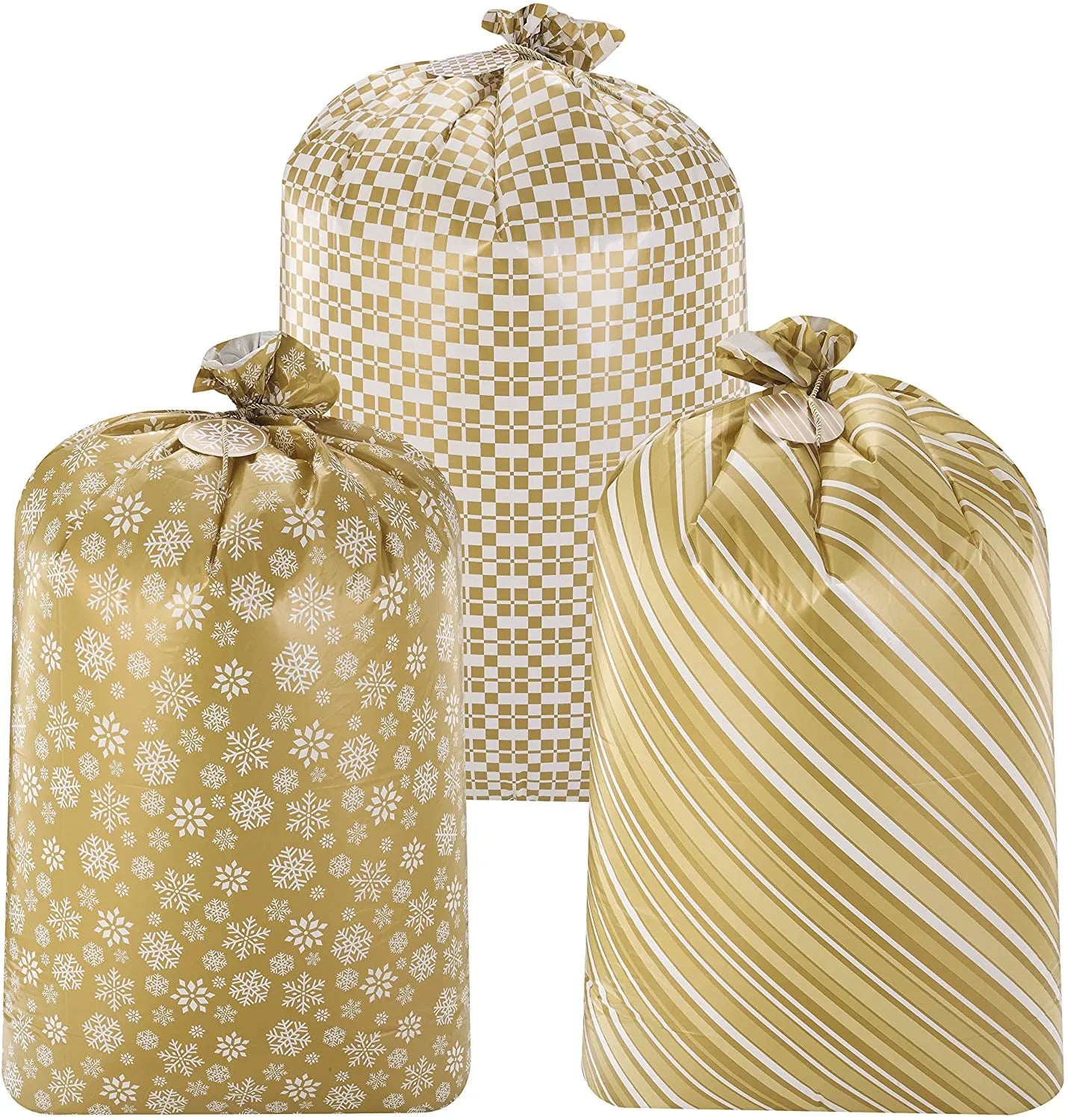 Holiday Gold Plastic Gift Bags