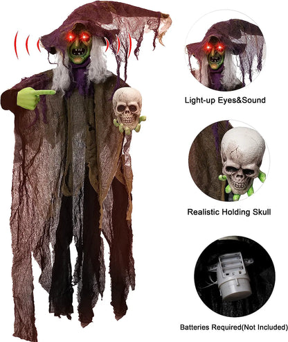 85in Animated Witch Holding a Skull