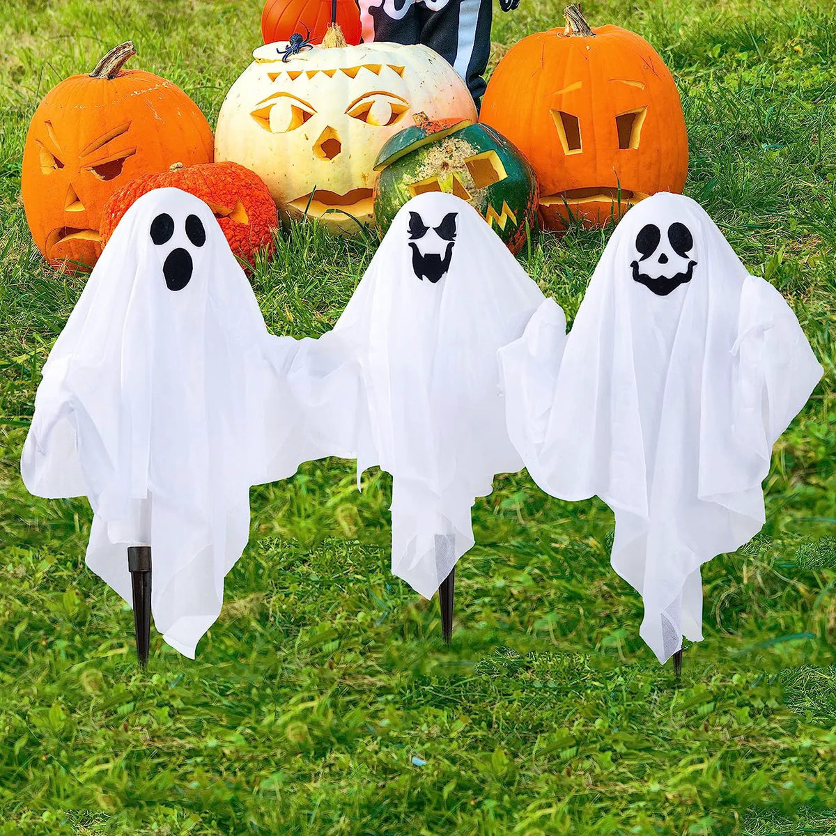 3 Pack Halloween Light-Up Ghost Yard Stakes