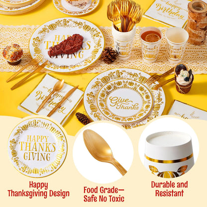 168-Piece Thanksgiving Paper Plates Set