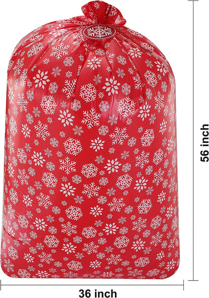 Large Red Holiday Plastic Gift Bags (3-Pack)