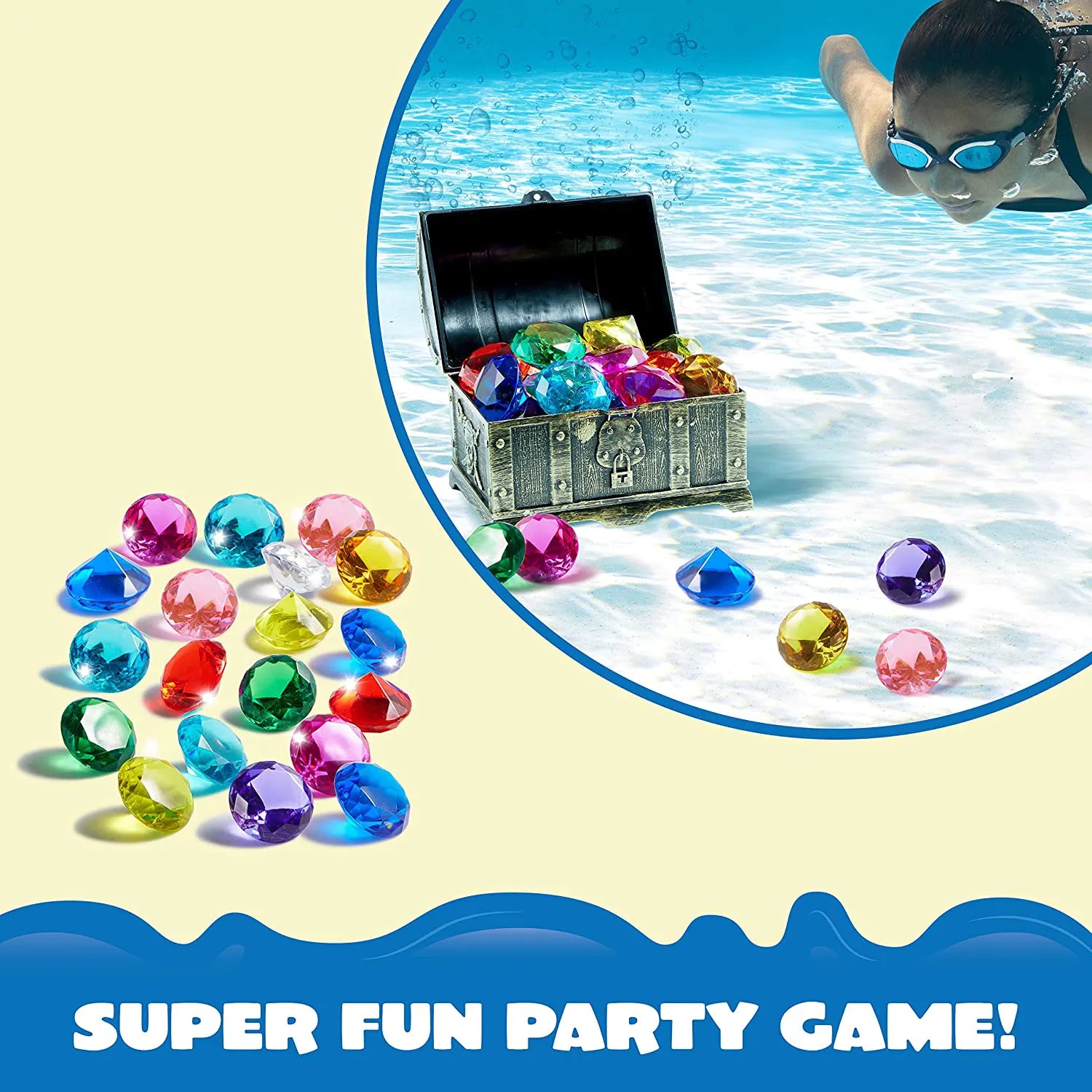 16 Colorful Underwater Gem Pool Toys