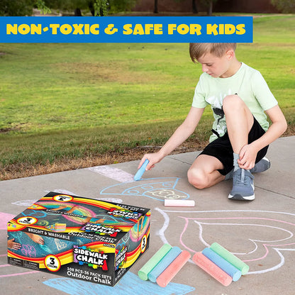 108 Pieces 3 Colors 36 Packs Sidewalk Chalks