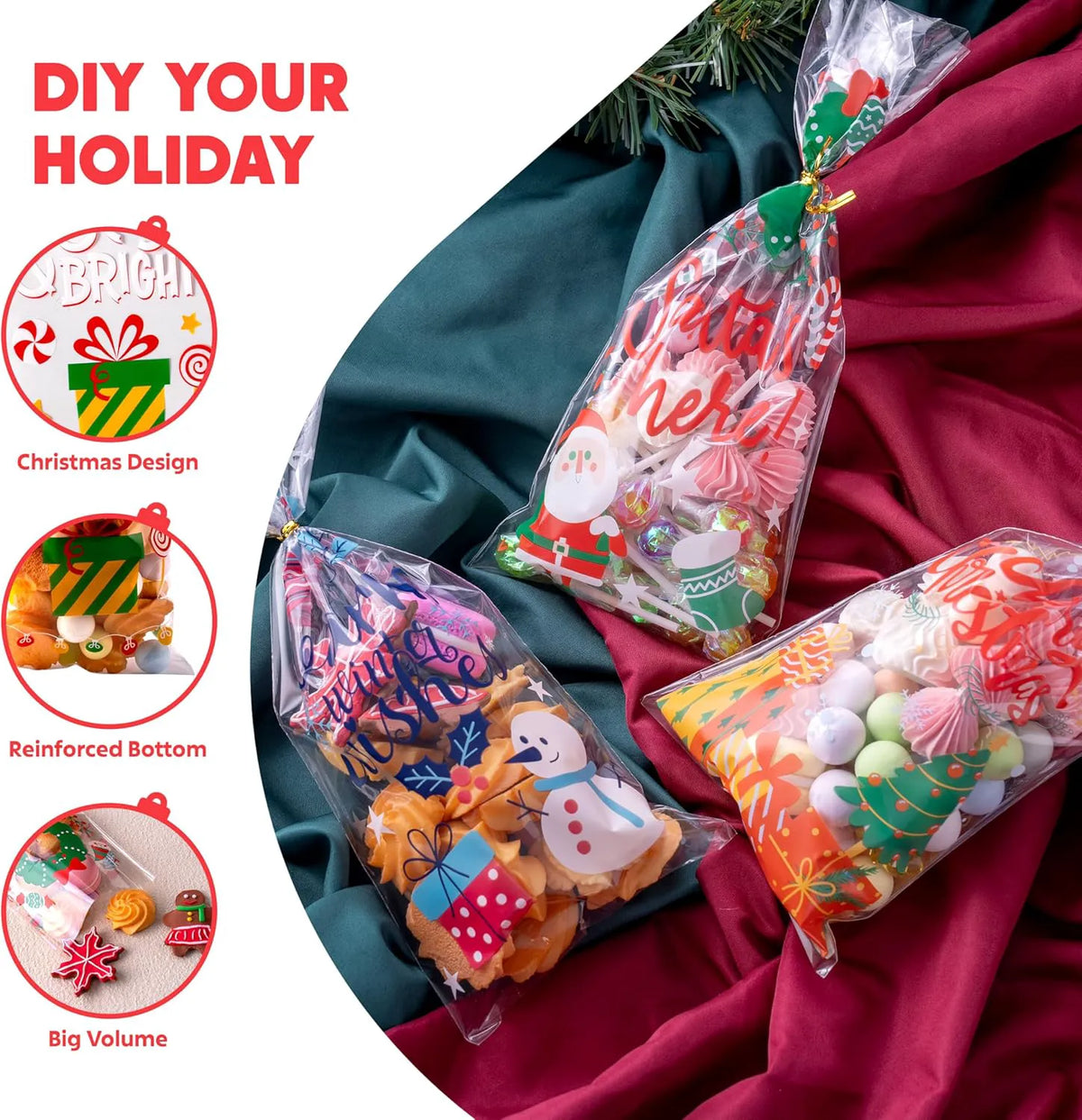 144 PCS Christmas Cellophane Treat Bags