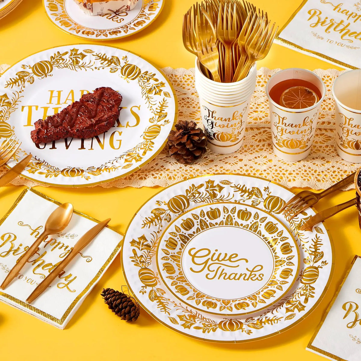 168-Piece Thanksgiving Paper Plates Set