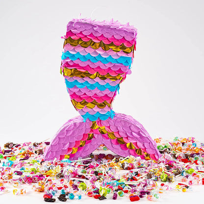 Mermaid Pinata Set with Plastic Bat and Paper Blindfold