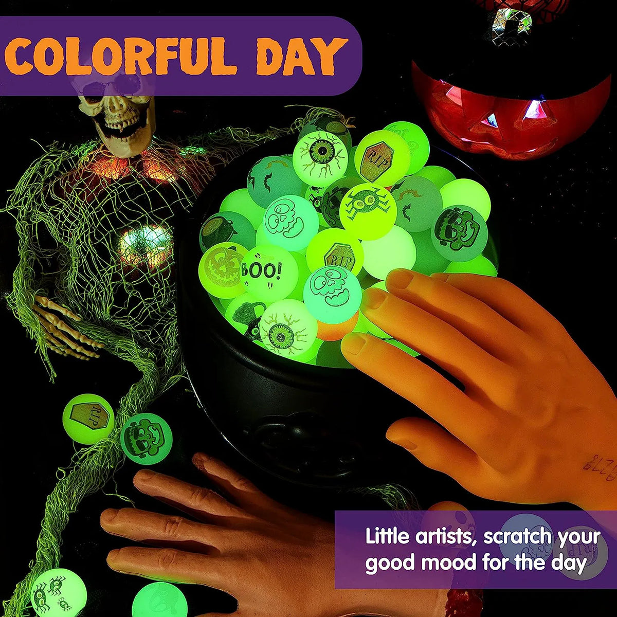 100 Glow-in-the-Dark Halloween Bouncing Balls