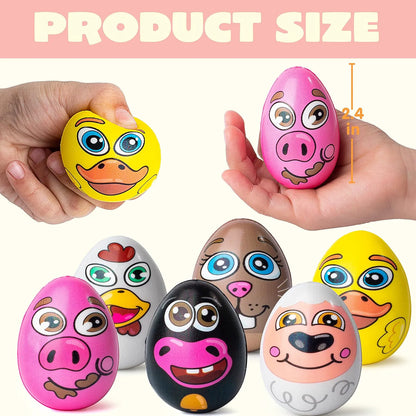 JOYIN 12-Pack Easter Squishy Eggs - Animal-Themed Slow-Rising Stress Relief Toys