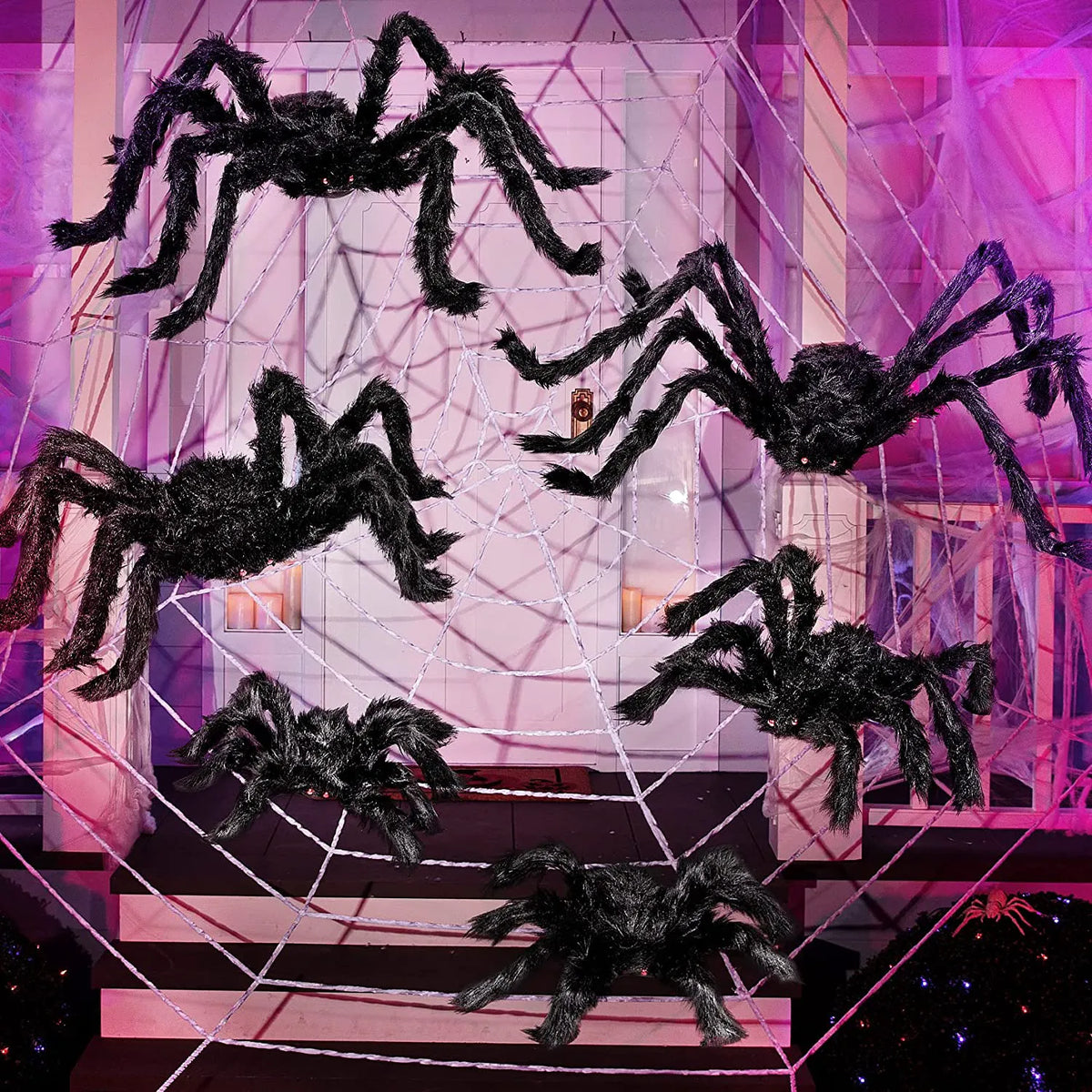 6-Pack Halloween Black Spider Set