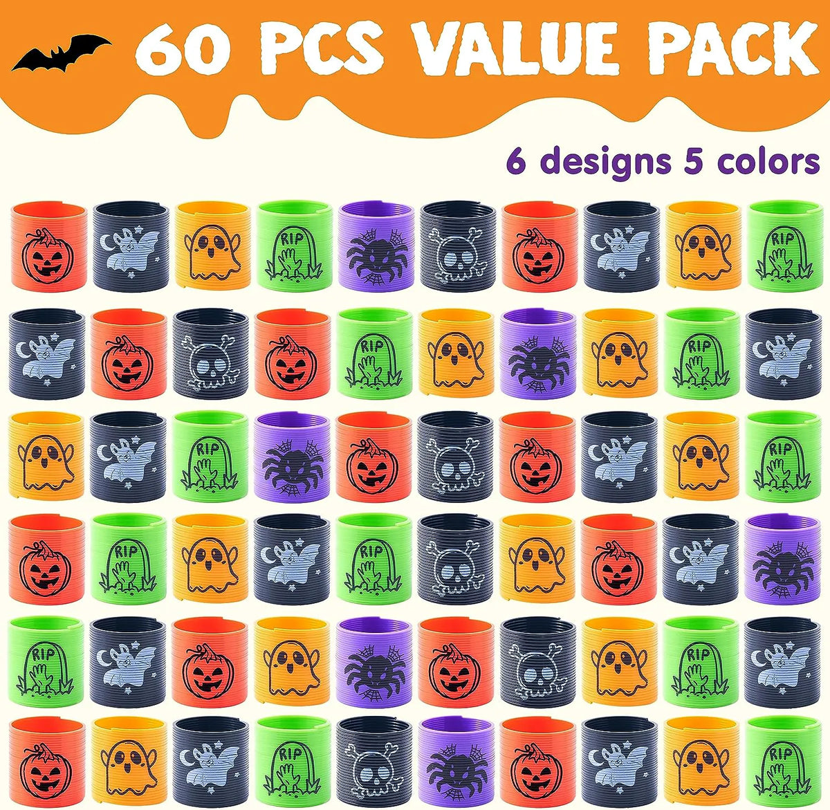 Joyin 60-Pack Halloween Mini Magic Coil Spring Toys for Kids