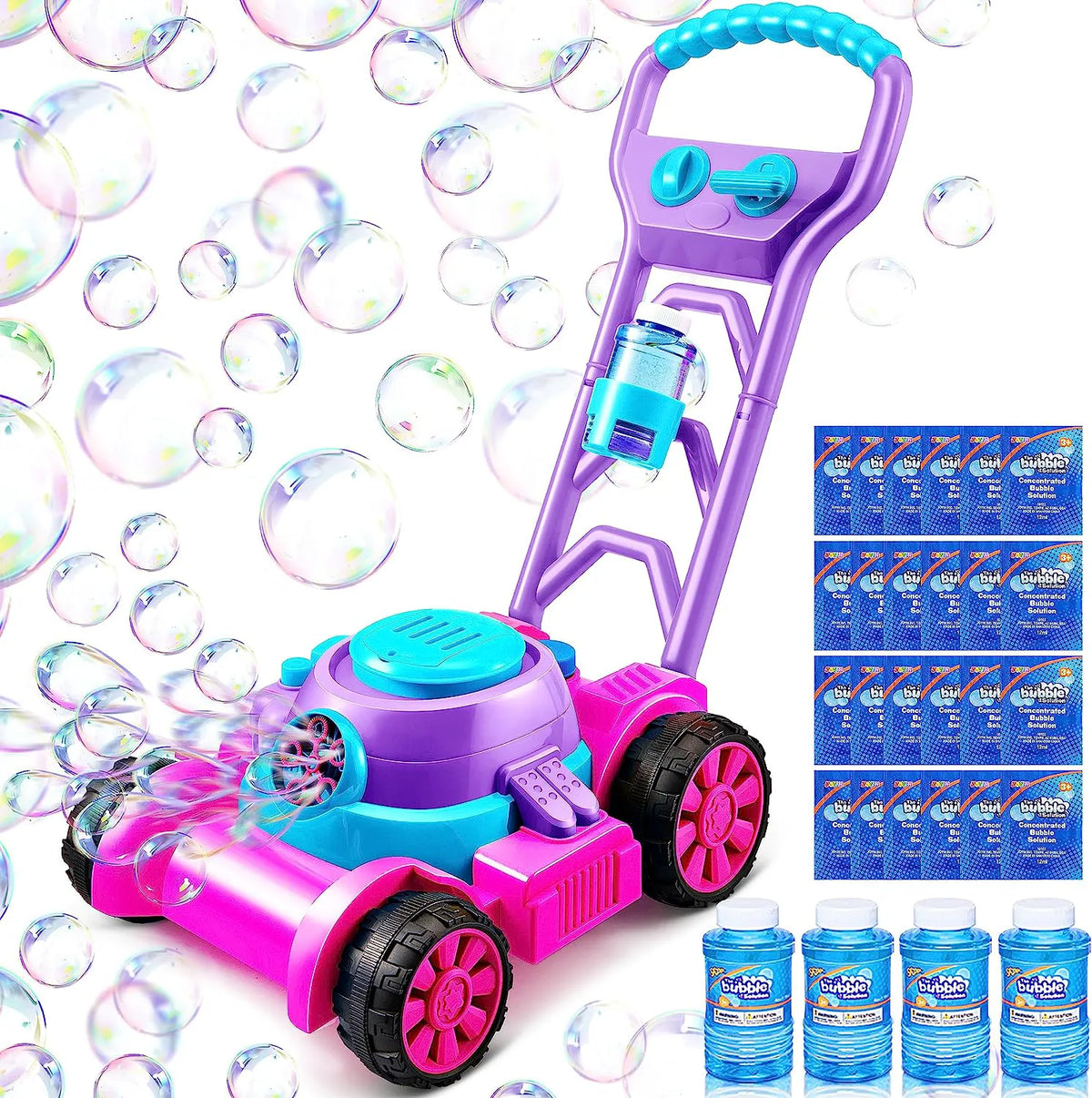 Sloosh Bubble Lawn Mower Toy for Toddlers, Pink