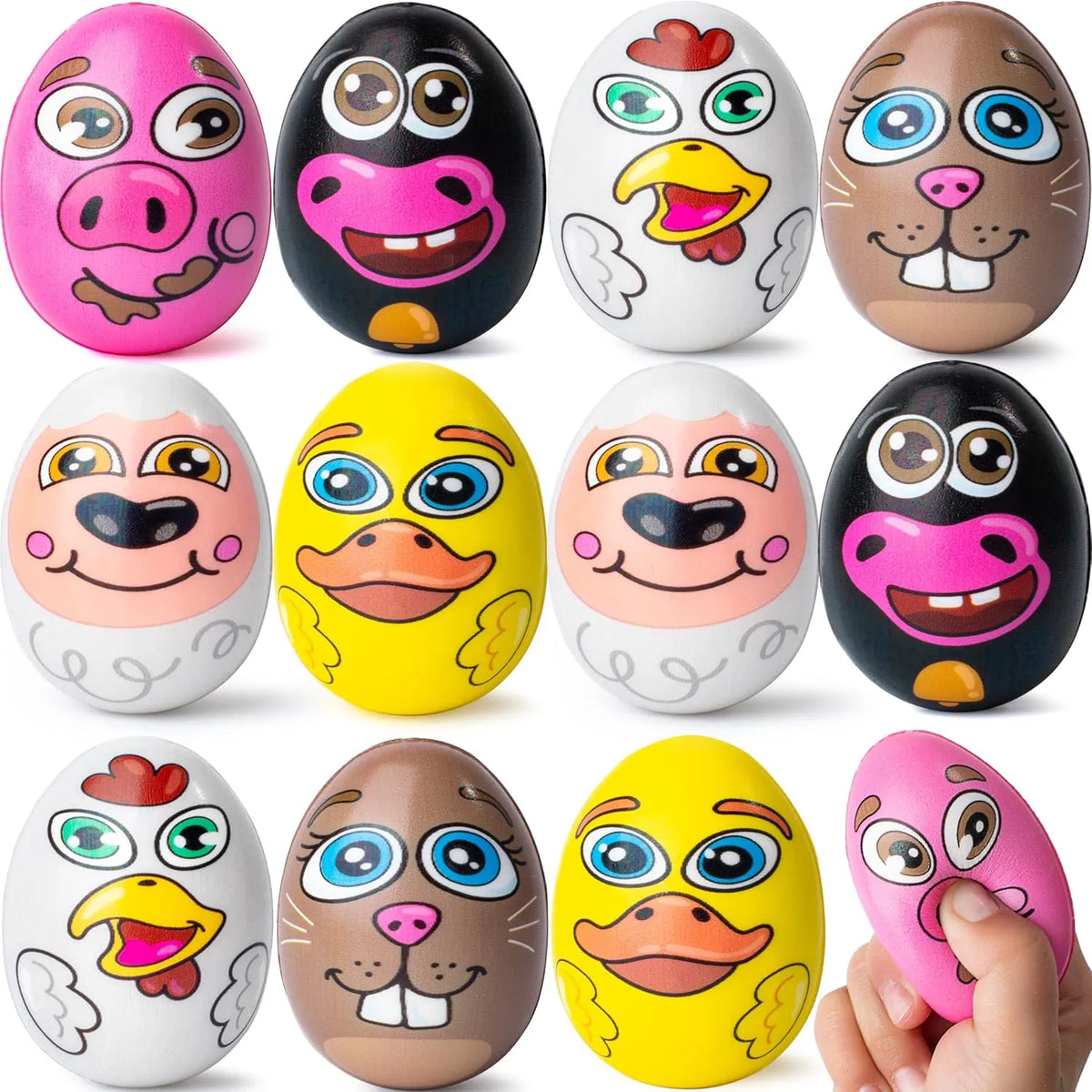 JOYIN 12-Pack Easter Squishy Eggs - Animal-Themed Slow-Rising Stress Relief Toys